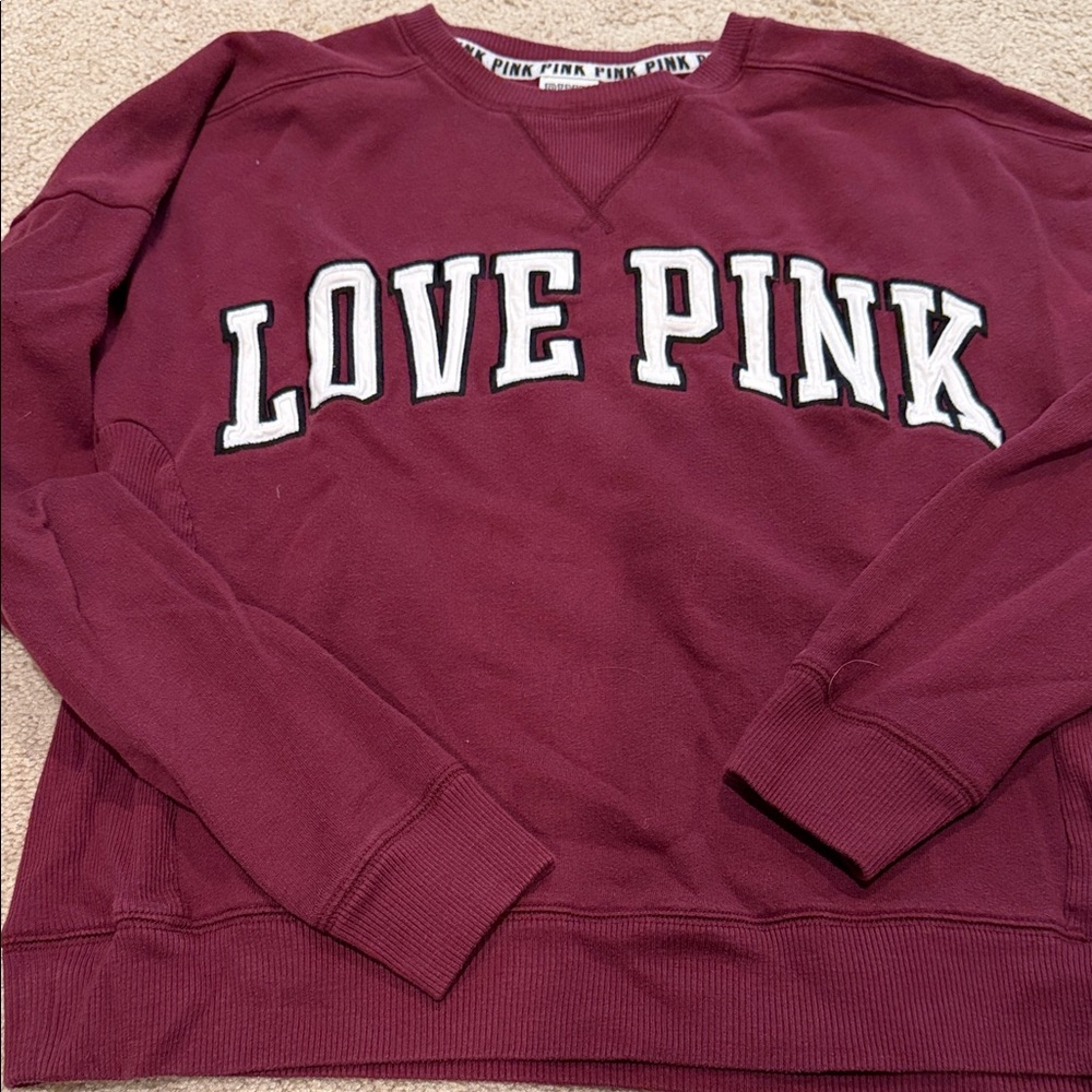 Pink by Victoria’s Secret burgundy maroon crewneck sweatshirt sz xs